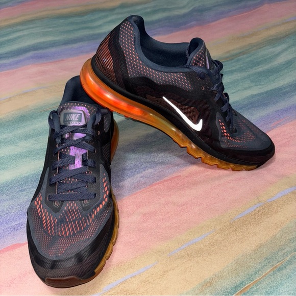 Nike Air Max 2014 Black Violet Atomic Orange Volt Running men’s 13 Training Shoe - Picture 4 of 9